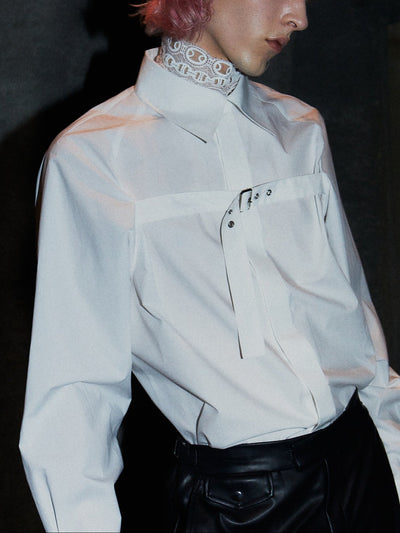 【PRE ORDER 2BUY 10%OFF】HARNESS DETAIL SHIRT【WHITE】