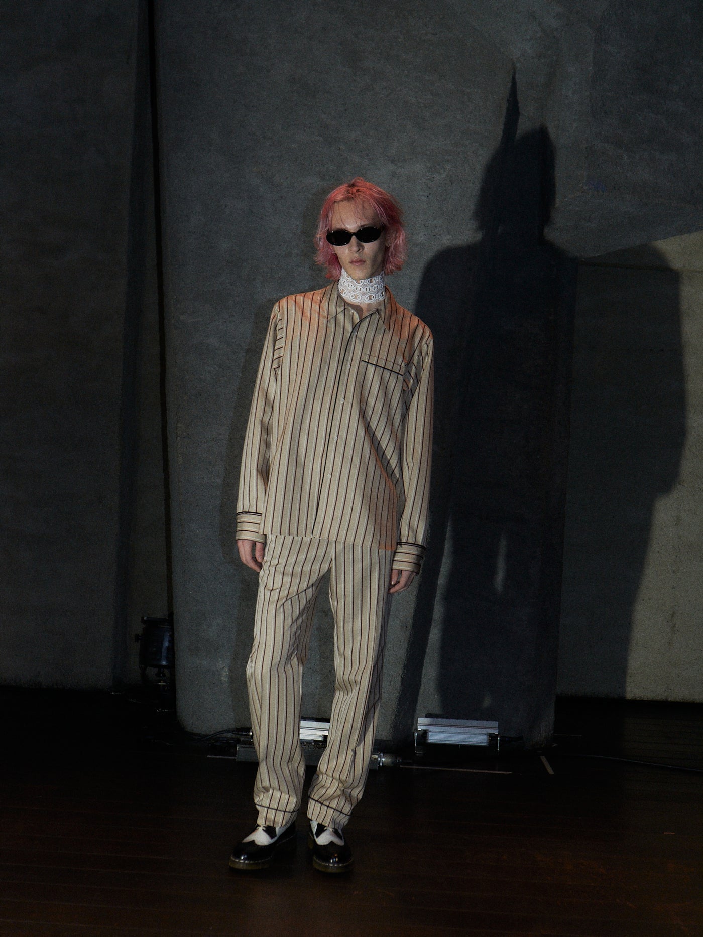 【PRE ORDER 2BUY 10%OFF】PINSTRIPE PAJAMA PANTS【BEIGE×RED】