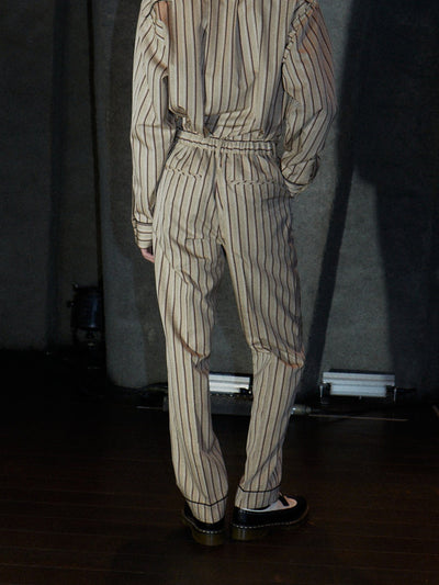 PINSTRIPE PAJAMA PANTS【BEIGE×RED】