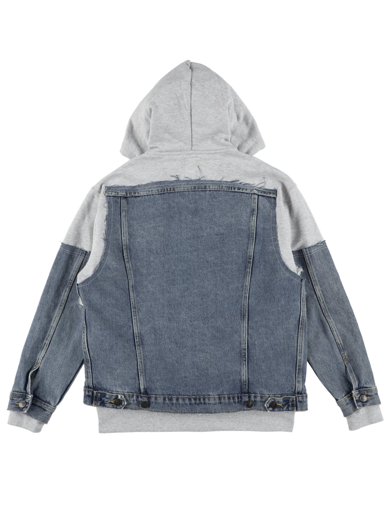 ＜UPCYCLED＞DENIM REBUILD HOODIE【GRAY】