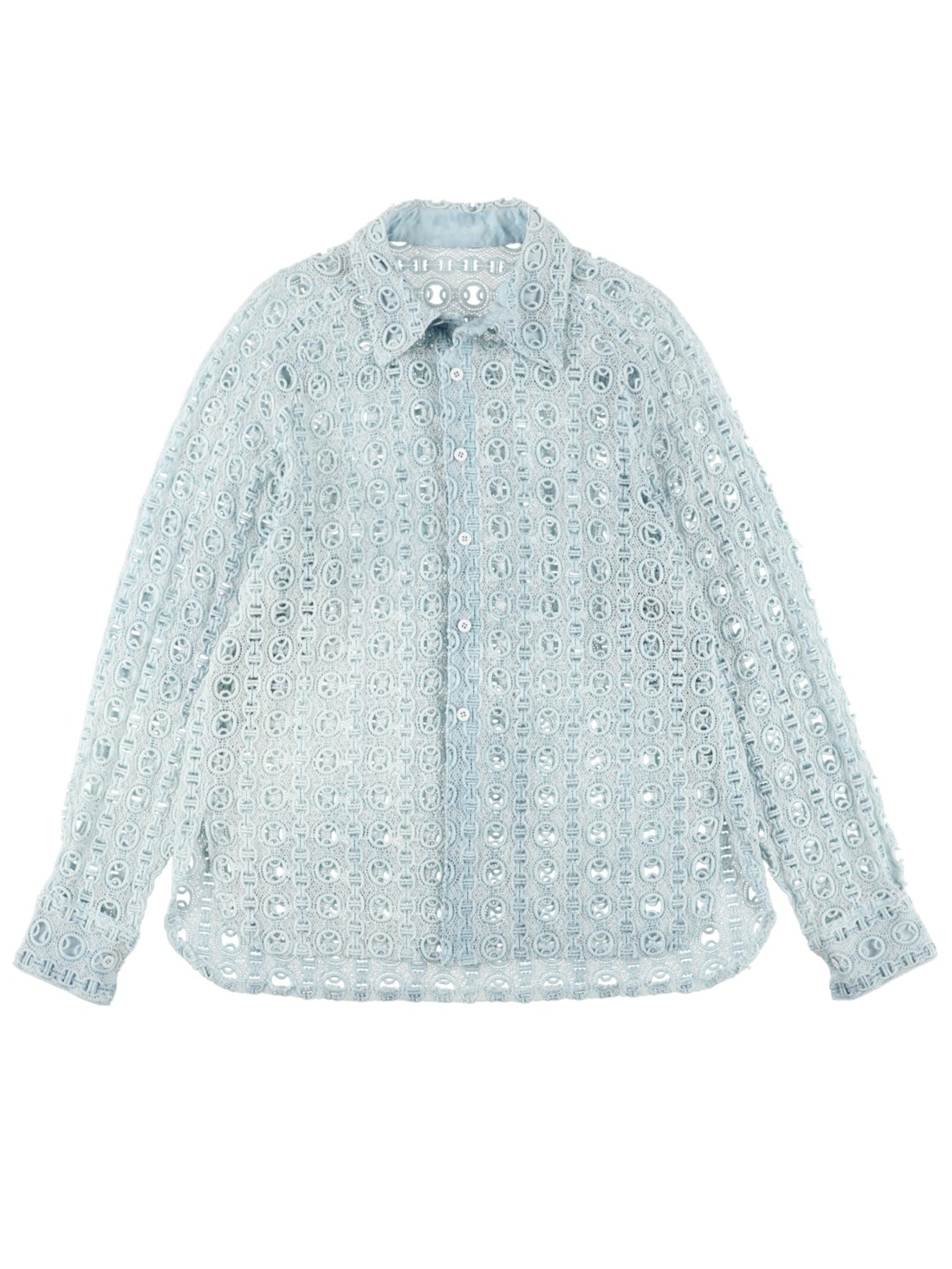 【PRE ORDER 2BUY 10%OFF】SHEER LACE SHIRT 【DYE BLUE】