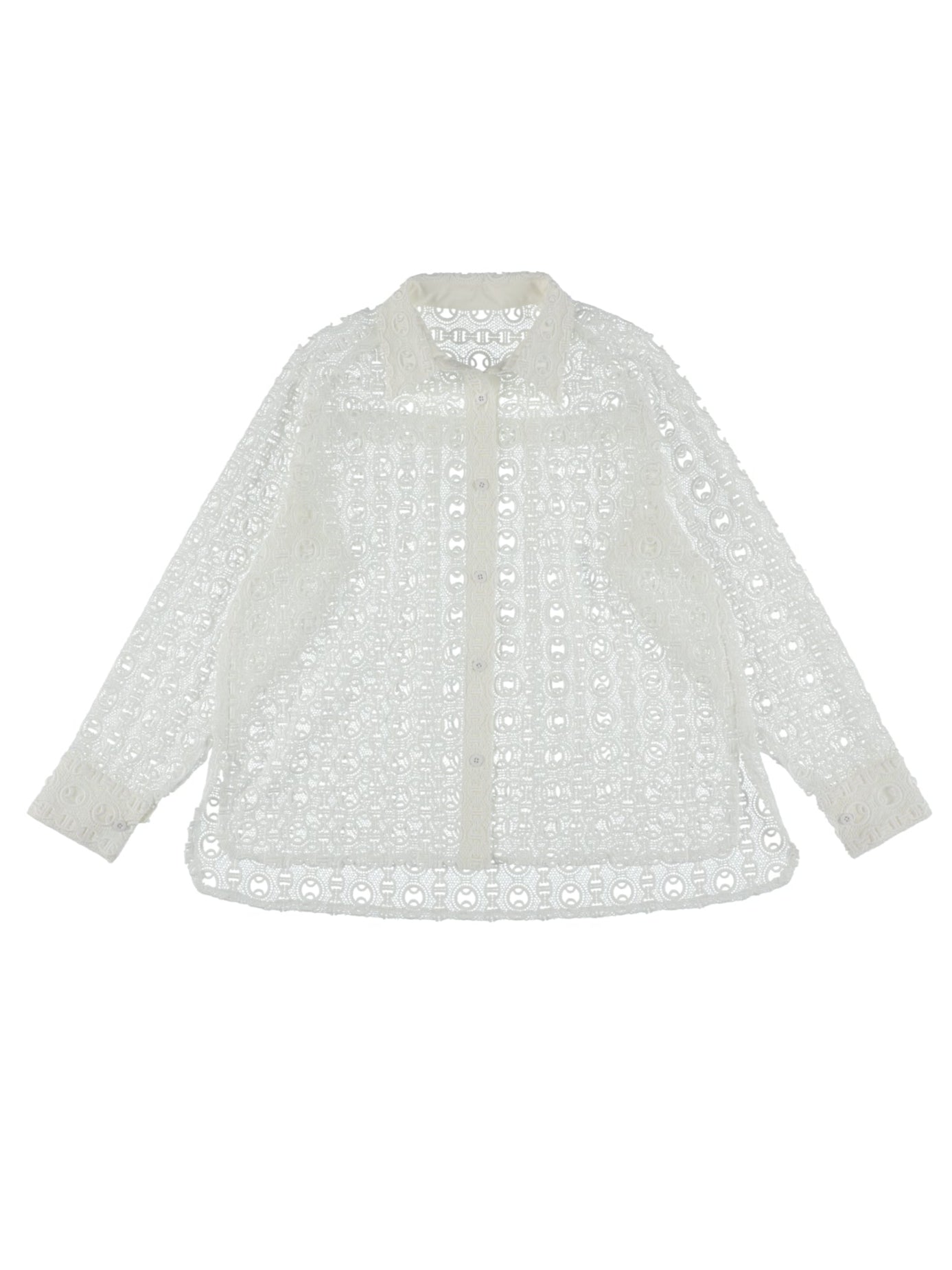 【PRE ORDER 2BUY 10%OFF】SHEER LACE SHIRT 【WHITE】