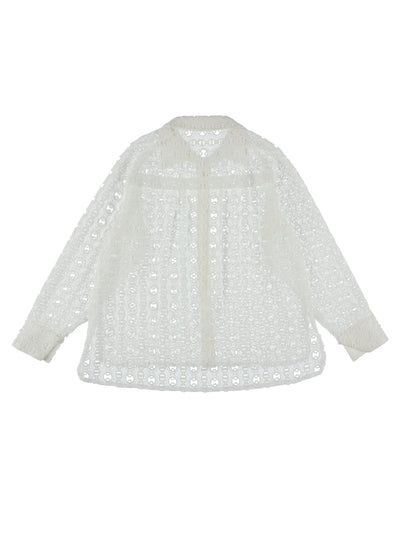 【PRE ORDER 2BUY 10%OFF】SHEER LACE SHIRT 【WHITE】