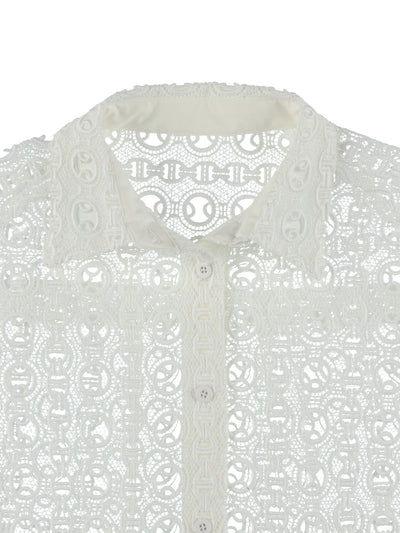 【PRE ORDER 2BUY 10%OFF】SHEER LACE SHIRT 【WHITE】