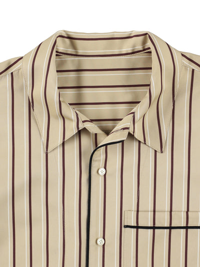 【PRE ORDER 2BUY 10%OFF】PINSTRIPE PAJAMA SHIRT【BEIGE×RED】