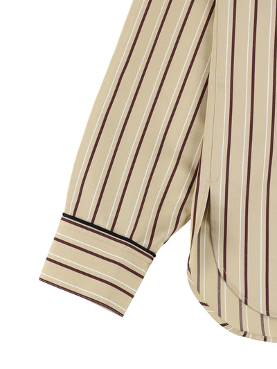 PINSTRIPE PAJAMA SHIRT【BEIGE×RED】