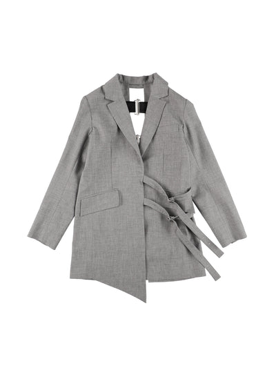 【PRE ORDER 2BUY 10%OFF】BACK OPEN BELTED JACKET 【GRAY】